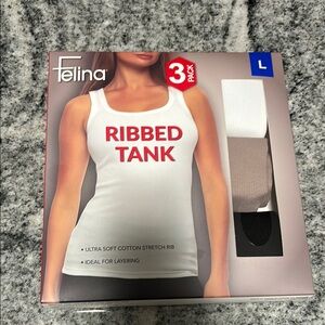 Felina Women's Ultra Soft Cotton Stretch 3-Pack Ribbed Tank, Multicolor, size L